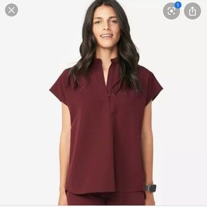 Figs scrubs Rafaela burgundy scrub top xxs